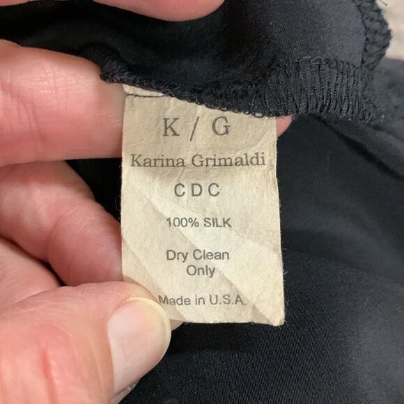 Karina Grimaldi Black Silk Surplice Wrap Front Sleeveless Cuffed Romper Size S - Picture 16 of 16